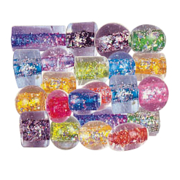 Color Foiled Glass Beads with Glitter