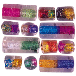 Glitter filled Glass Beads 2 tone