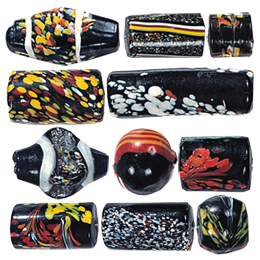 Printed and Striped large Furnace Glass Beads2