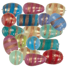 Gold stone pastel striped Beads