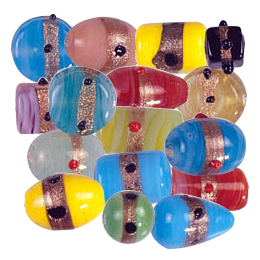 Gold Stone Band w or dots Pastel Beads