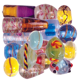 Color Lined Glass Beads 2 tone