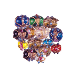 Gold Stone Stringer Lampworked Mini Glass Beads