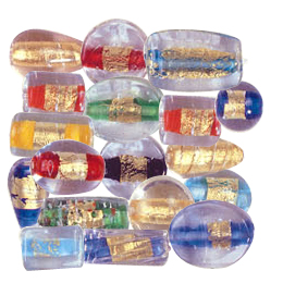 Lampworked Gold foiled Beads