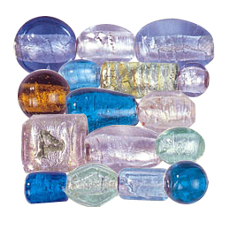 Lampworked Silver foiled Beads