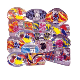 Fancy Color Lined Silver Foiled Beads