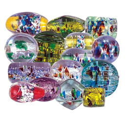 Printed Silver Foiled Glass Beads