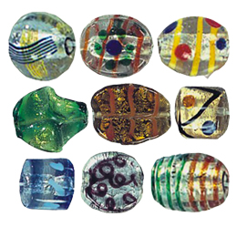 Lampworked Silver foiled Beads1