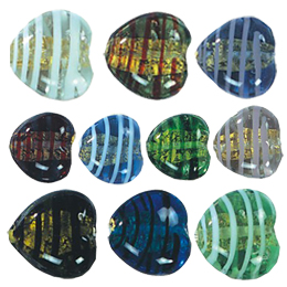 Lampworked Silver foiled Glass Heart Beads