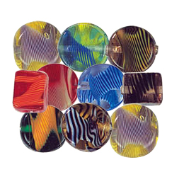 Cube and Coins Feather Beads