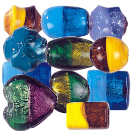 2 tone Furnace large Silver Foiled Glass Beads