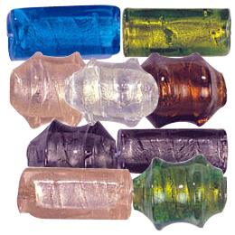 Furnace large Silver Foiled Glass Beads