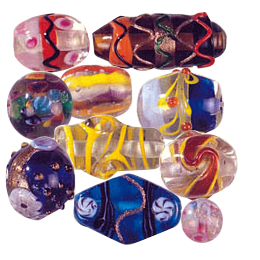 Multi Color lined and striped Lampwork Glass Beads