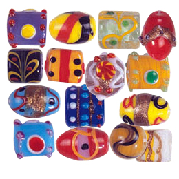 Multi Color stringer, dotted and striped Lampworked Glass