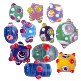 4 layer 2 color Bumpy Glass Beads