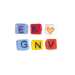 Alphabet Embossed Glass Beads