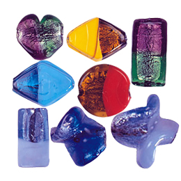 Silver foiled Furnace Glass Beads large 2 tone