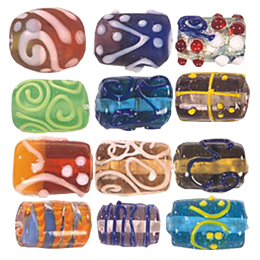 Stringer Lampworked Tube Glass Beads