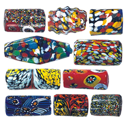Printed Striped Venetian large Furnace Glass Beads