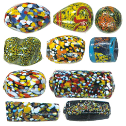 Printed small   medium Furnace Glass Beads