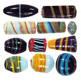 Feathered and Striped small   medium Furnace Glass Beads