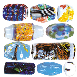 Printed and Striped medium   large Furnace Glass Beads