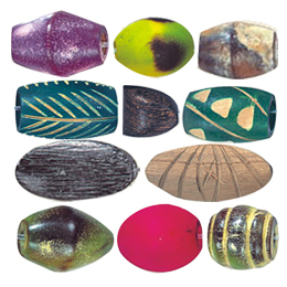 Dyed Oval Wood Beads