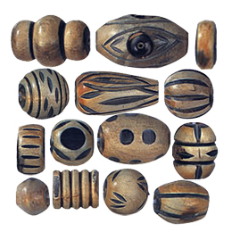 Hand Carved Horn Beads Gray or Black