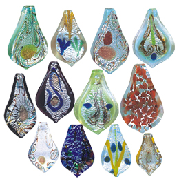 Silver Foiled Glass Drop Pendants