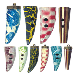 Painted Wood Claw Pendants and Buttons