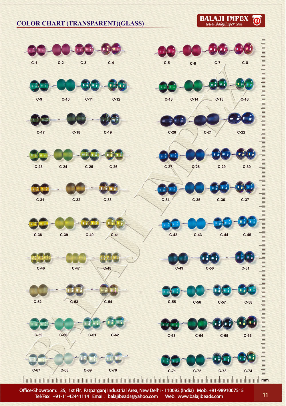 Color Chart C1 to C74 (pg11)