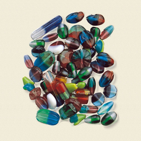 2 color tone half or half  Glass Beads Mix 3002
