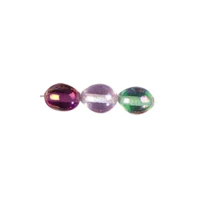 Oval 10x13mm Iridiscent Glass Beads Mixed Colors 3094