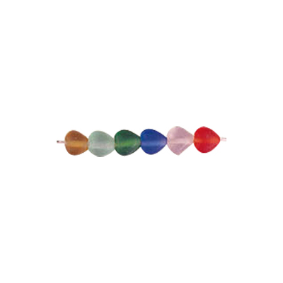 Heart 6mm Frost Glass Beads Mixed Colors 3104