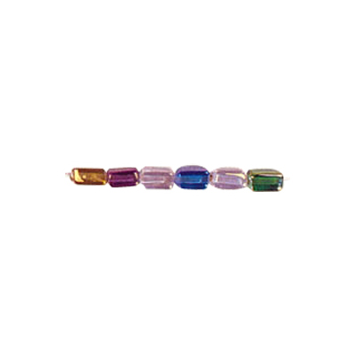 Brick 4x6mm Iridiscent Glass Beads Mixed Colors 3110