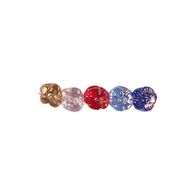 Flower 9mm Iridiscent Glass Beads Mixed Colors 3118