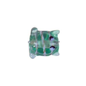 Frog Glass Beads with Lampworked Feather 3528