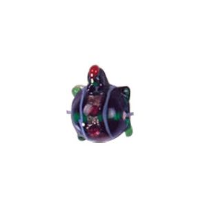 Turtle Glass Beads with Lampworked Feather 3530