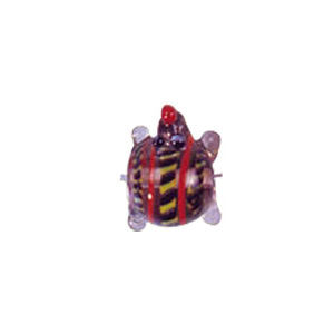 Turtle Glass Beads with Lampworked Feather 3534