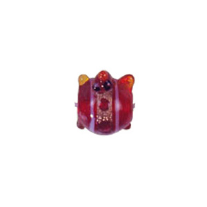 Turtle Glass Beads with Lampworked Feather 3535