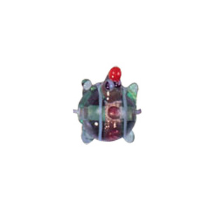 Turtle Glass Beads with Lampworked Feather 3536