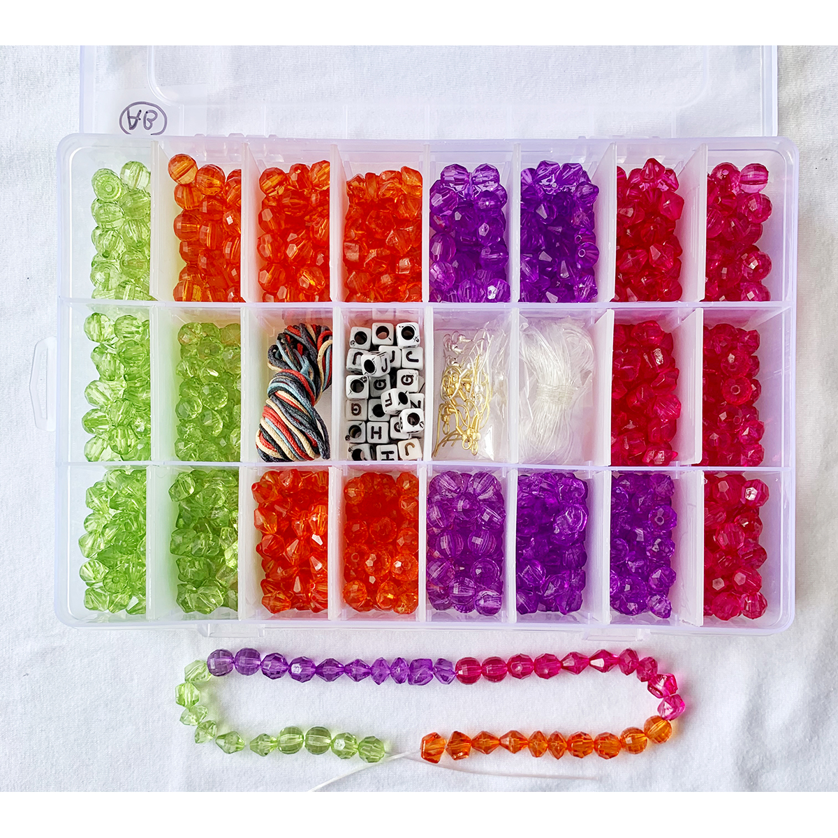 Item AB  8mm Acrylic Faceted Beads DIY and Jewelry Kit 24 compartment Set