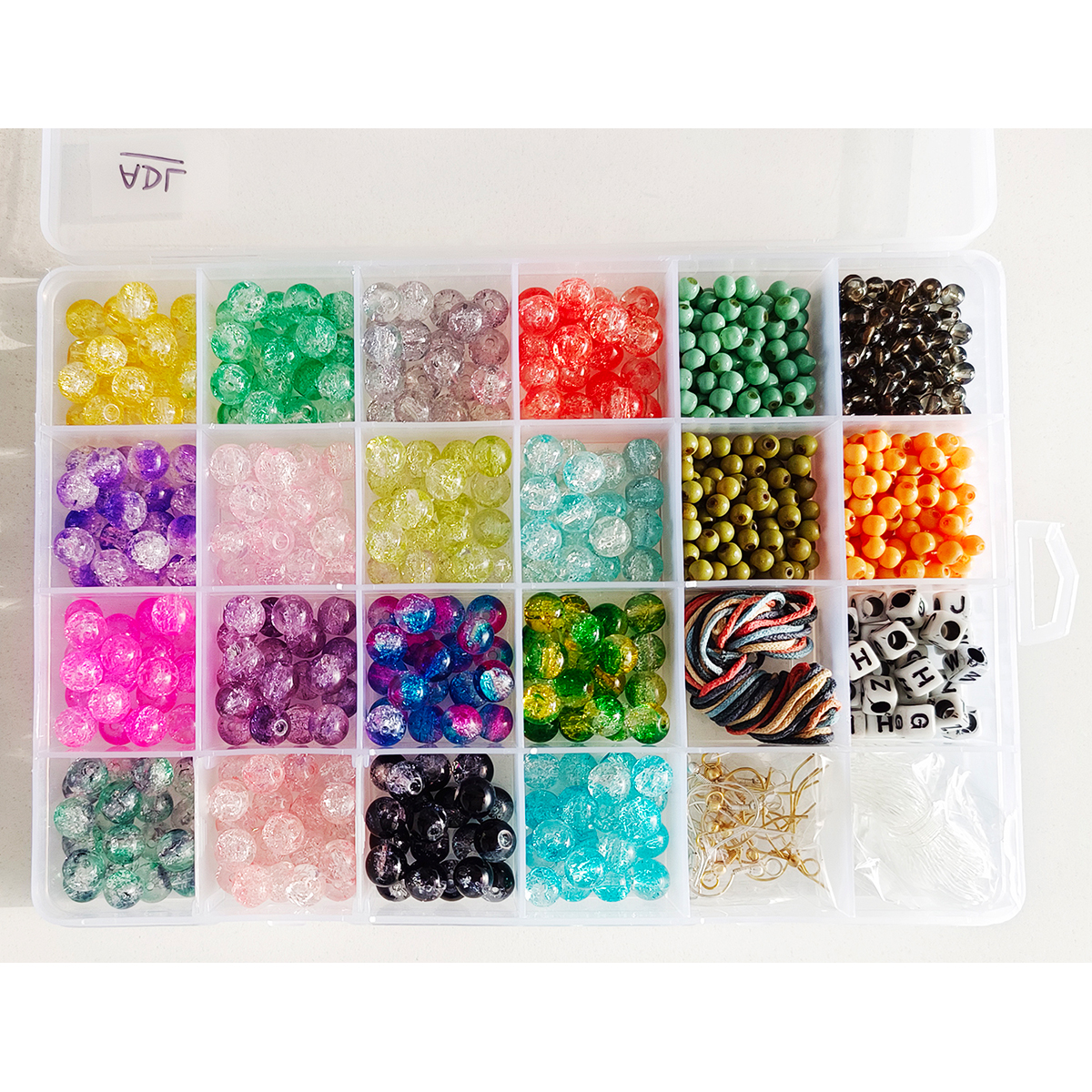 Item No ADL 8mm Crackle Glass Beads DIY Kit 24 compartment Set