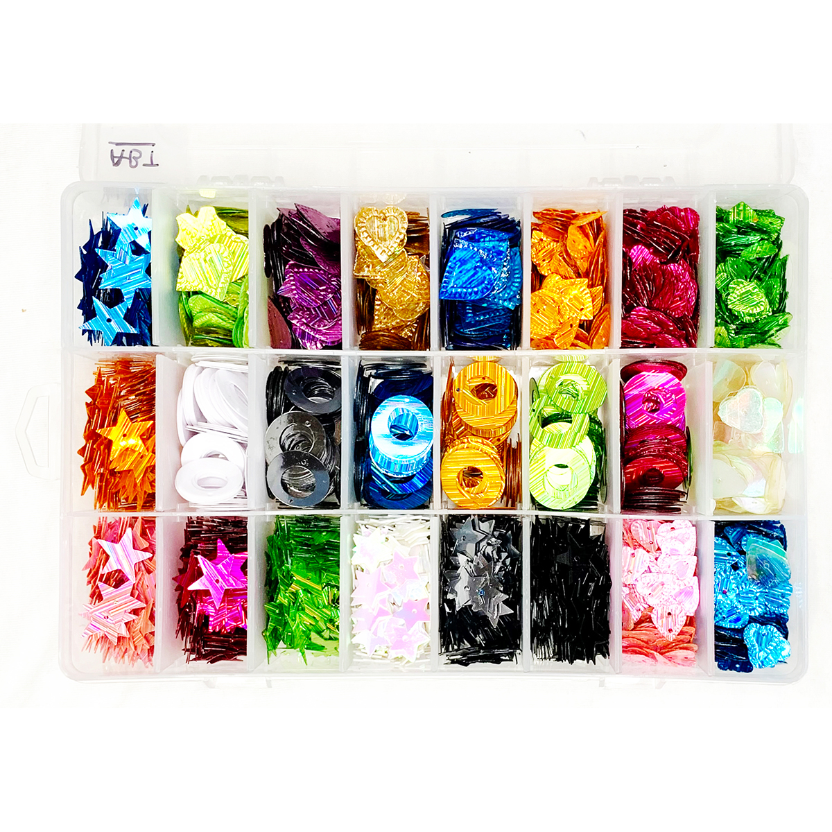 Item ABT Plastic Sequins with centre hole for DIY Jewelry Kit Garments etc  24 compartment Set