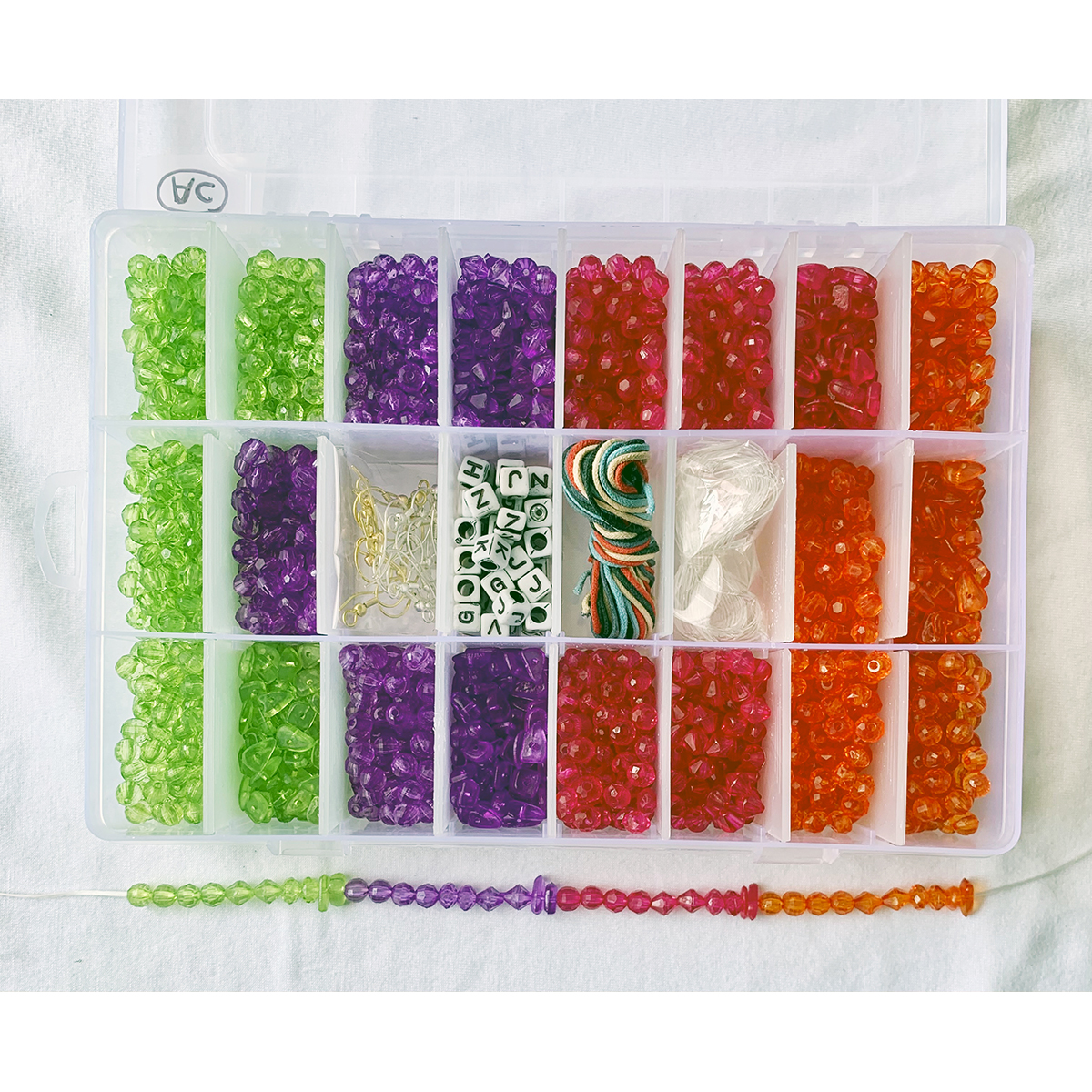 Item AC  6mm Acrylic Faceted Beads DIY and Jewelry Kit 24 compartment Set