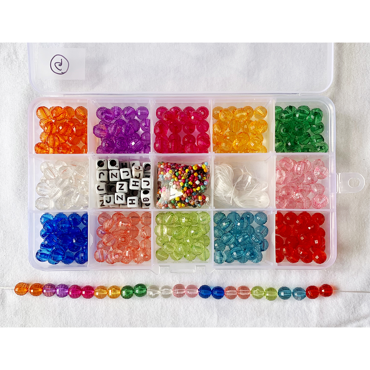 Item G 8mm Acrylic Faceted Disco Round Beads DIY and Jewelry Kit 15 compartment Set