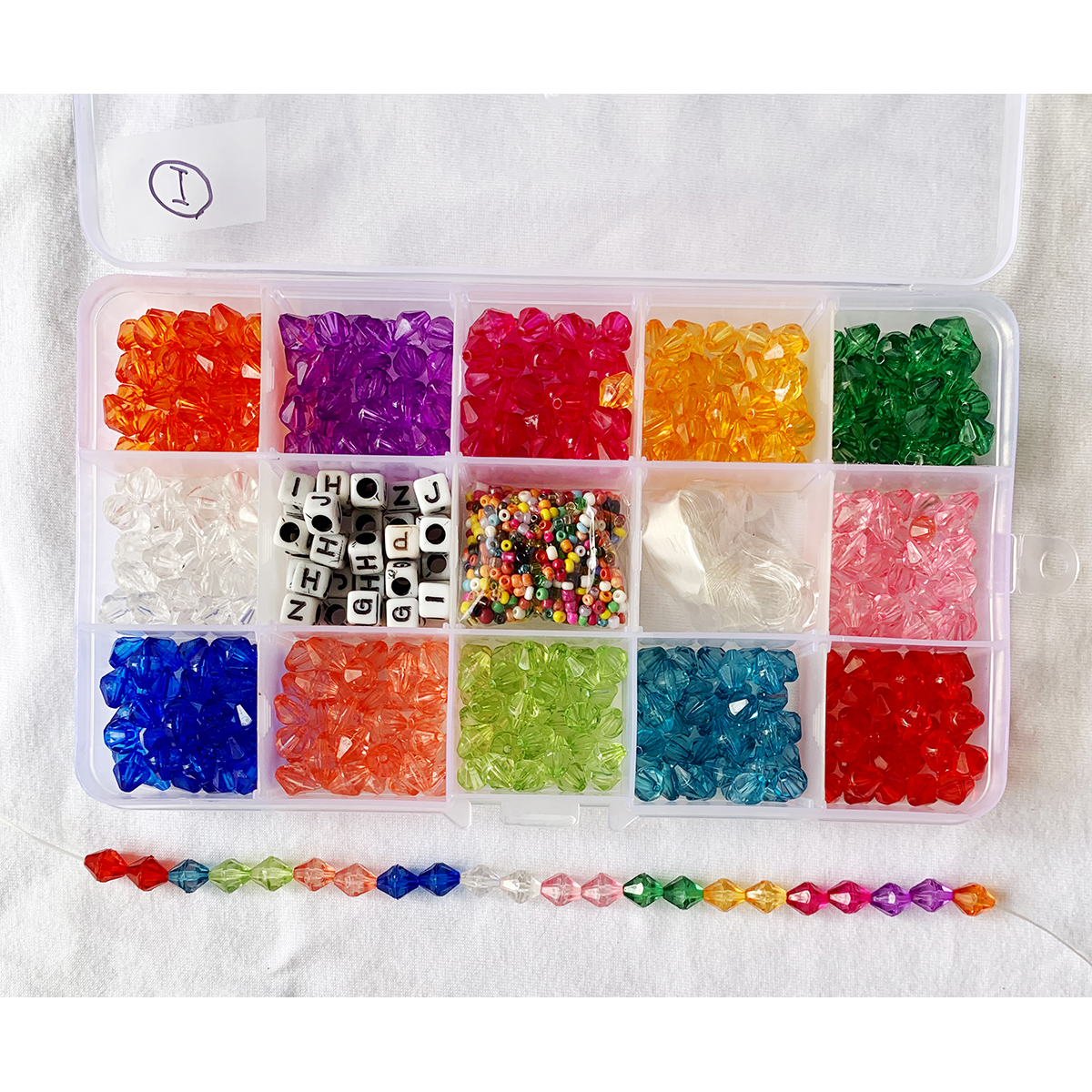 Item I  8mm Acrylic Faceted Bi Cone Beads DIY and Jewelry Kit 15 compartment Set