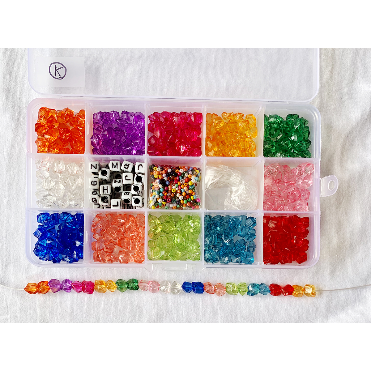 Item K  8mm Acrylic Irregular shaped sea Beads DIY and Jewelry Kit 15 compartment Set