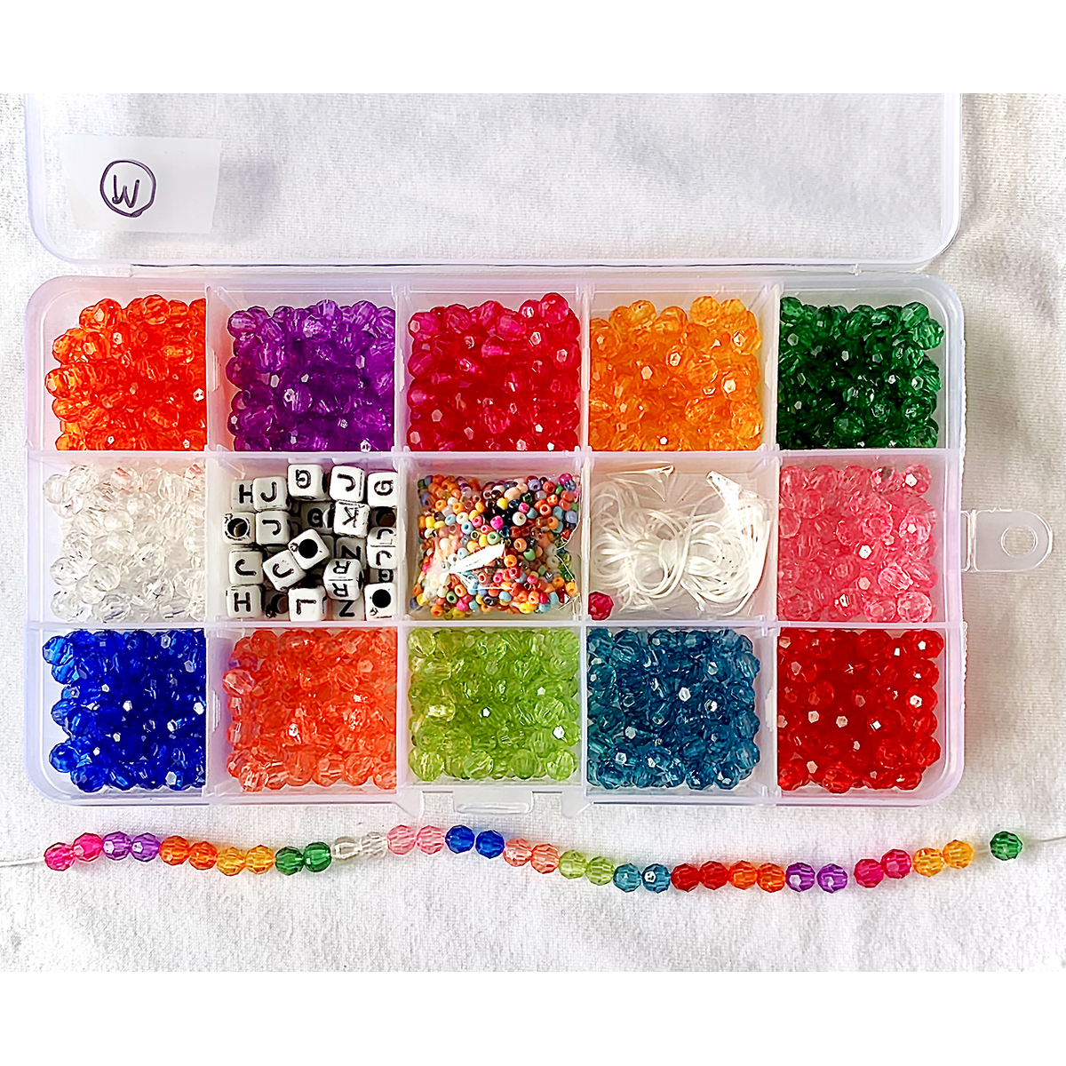 Item M  6mm Acrylic faceted Diamond shaped Beads for DIY and Jewelry Kit 15 compartment Set