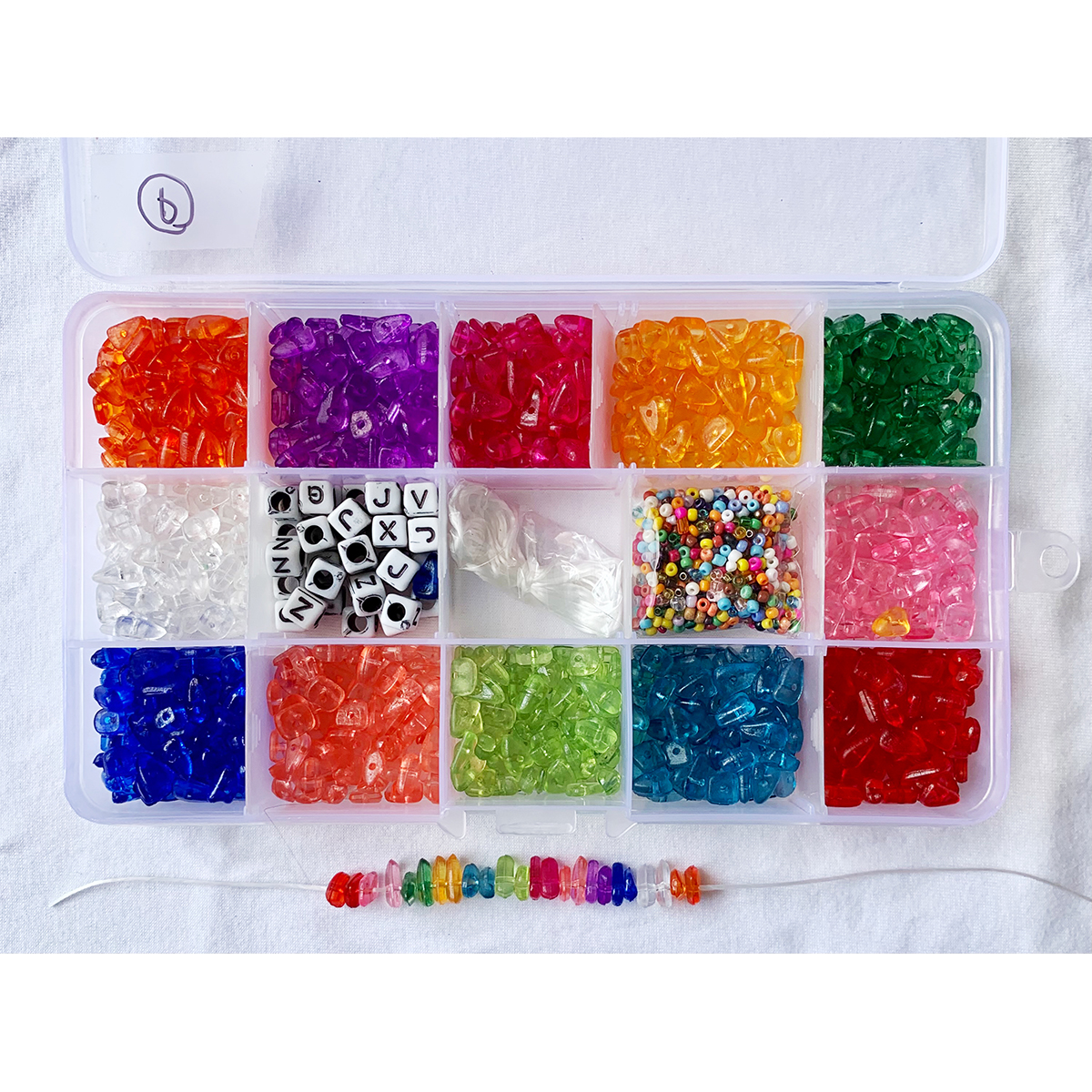 Item P  6mm Acrylic faceted Irregukar shaped Sea Beads for DIY and Jewelry Kit 15 compartment Set